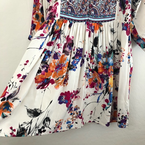 Umgee Bohemian Floral Print Babydoll Tunic Dress size Small - Picture 6 of 11